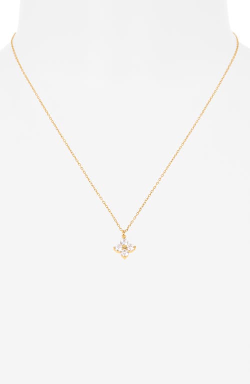 Argento Vivo Sterling Silver Clover Cubic Zirconia Cluster Pendant Necklace In Gold