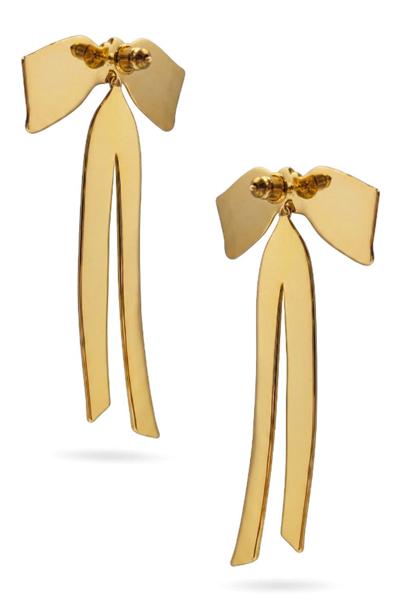 Bow Statement Drop Earrings, Alternate, color, GOLD