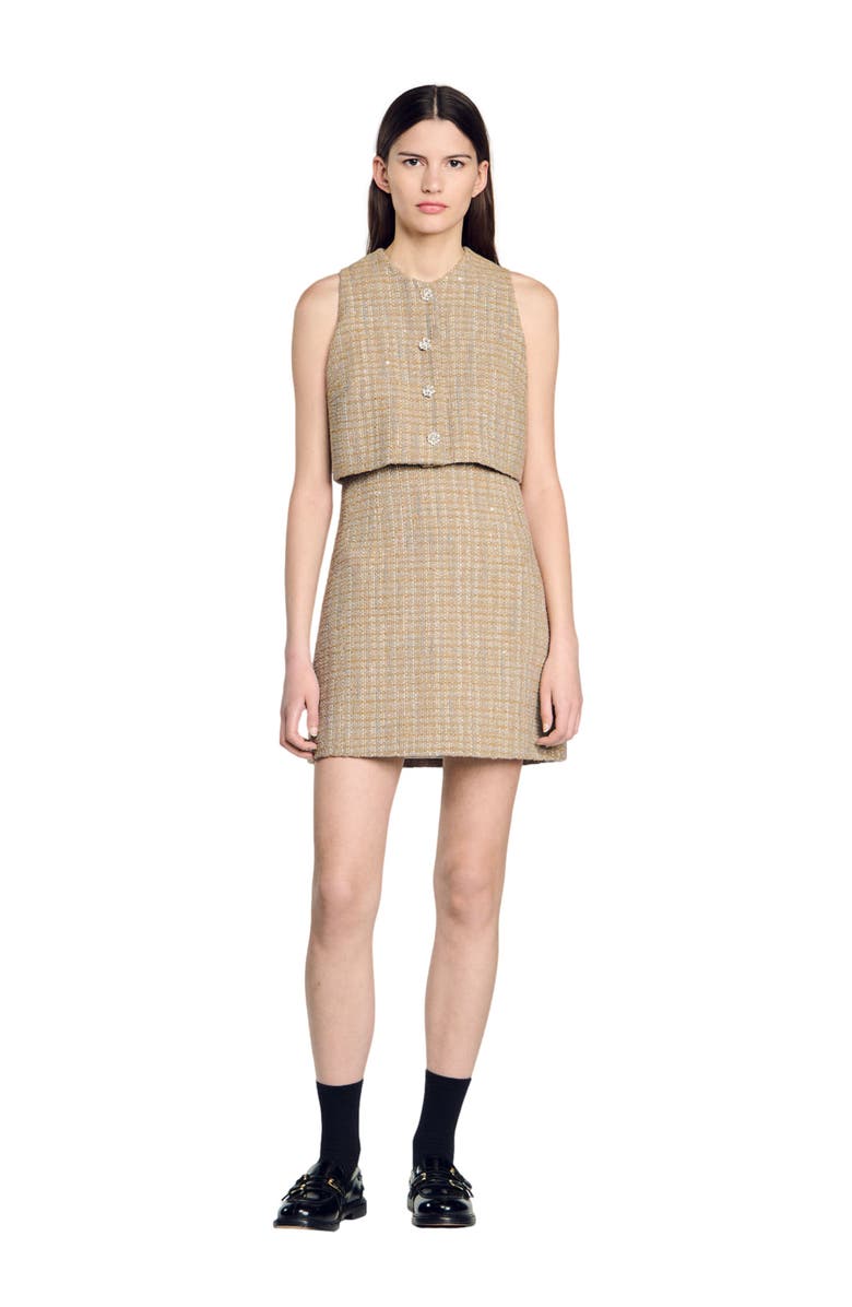 SANDRO Tweed dress, Main, color, 