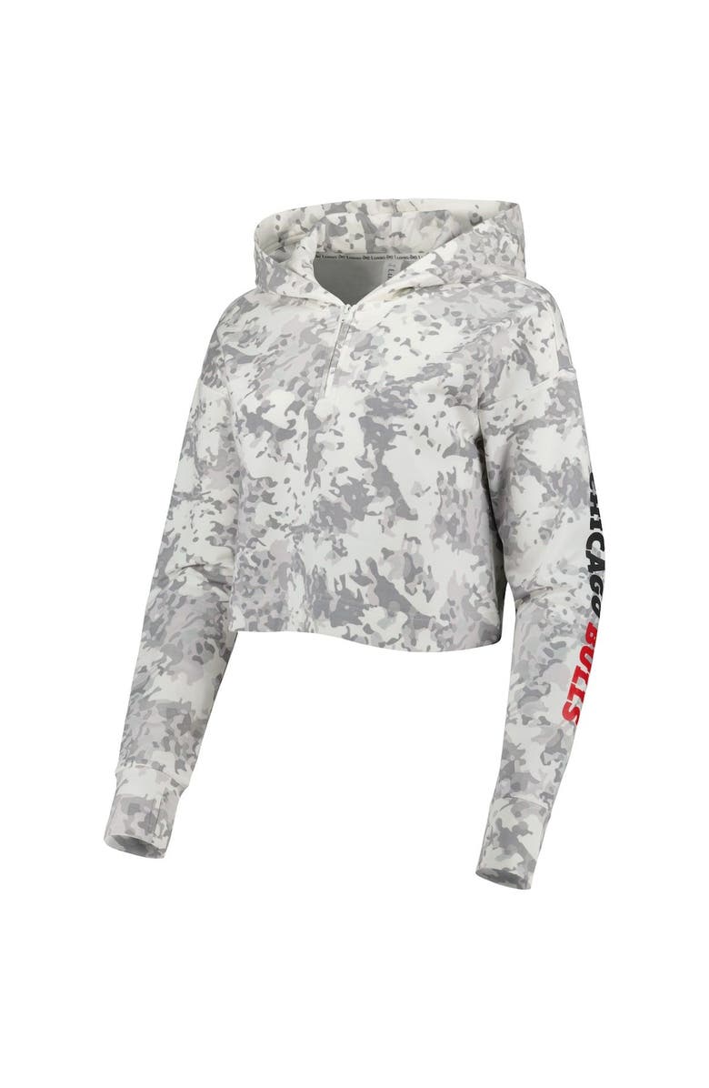 LUSSO Women's Lusso Gray/White Chicago Bulls Maia Tri-Blend Cropped Quarter-Zip Top, Alternate, color, Gray