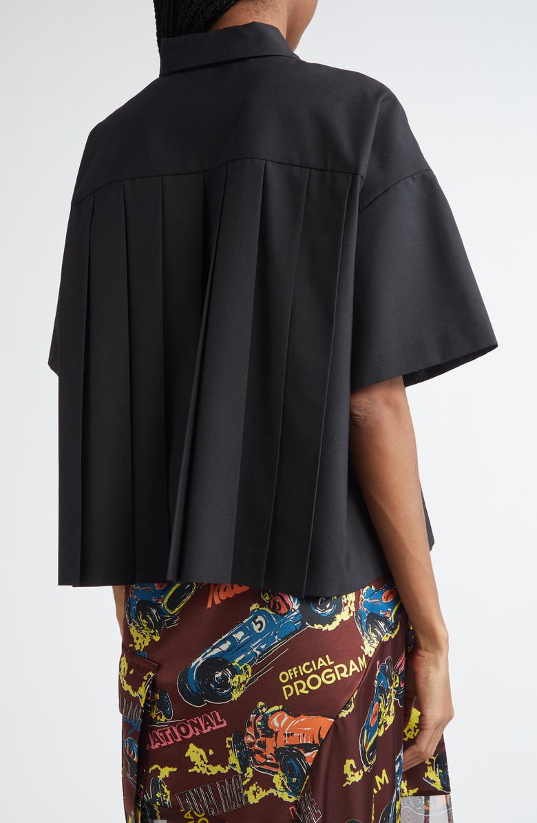 Sacai Short Sleeve Button-Up Suiting Shirt, Alternate, color, 