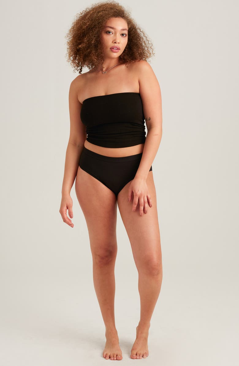 Saalt Period & Leakproof High Absorbency Stretch Cotton Briefs, Alternate, color, Black