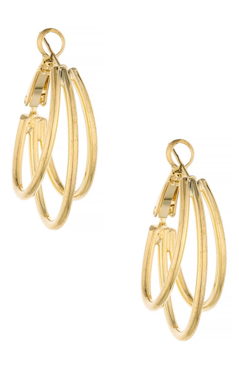 Ettika Classic Triple Hoop Earrings, Main, color, Gold
