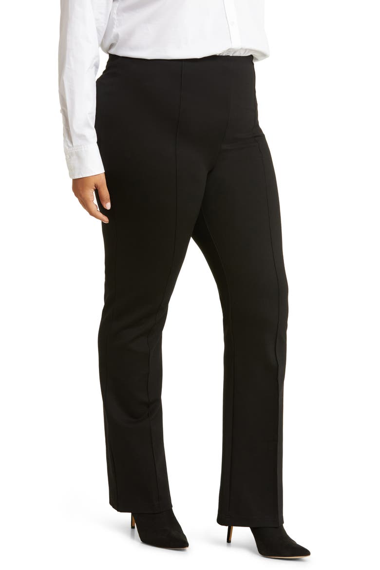 'Lyssentials Elysse High Waist Wide Leg Ponte Pants, Alternate, color, BLACK
