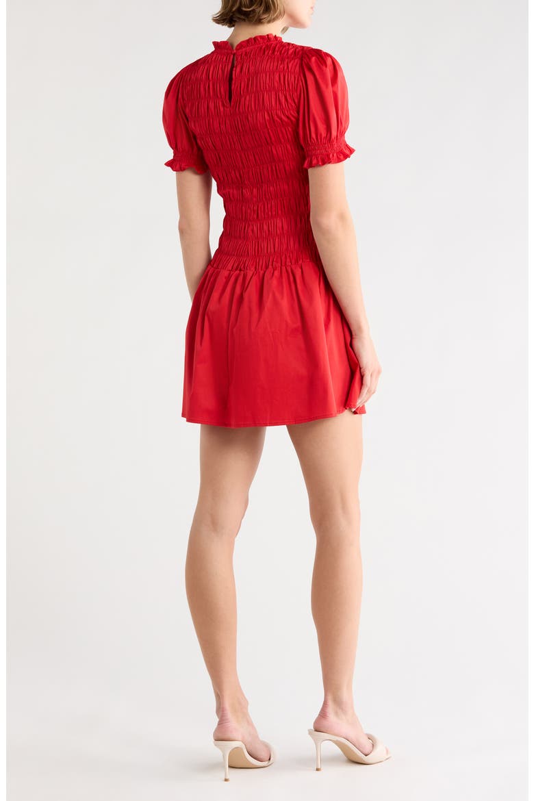 Puff Sleeve Drop Waist Dress, Alternate, color, ROMANTIC RED