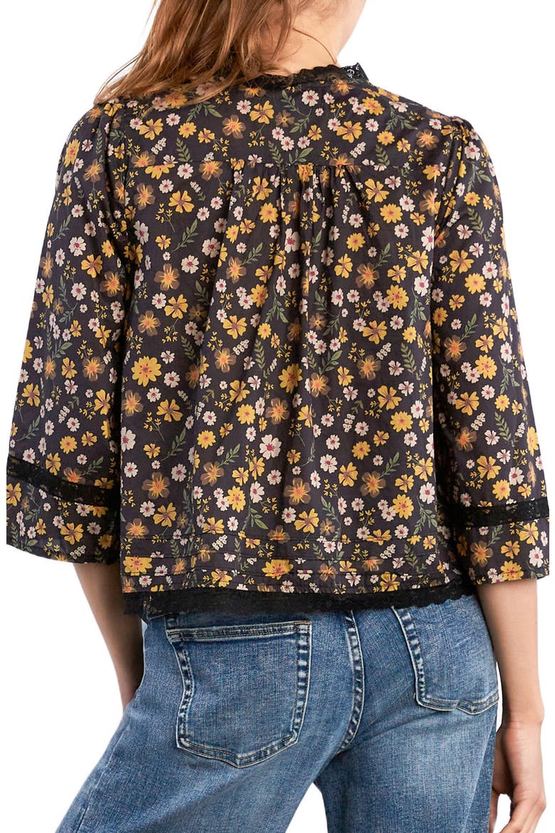 Fable Floral Lace Trim Cotton Blend Button-Up Shirt, Alternate, color, NIGHT FLORAL