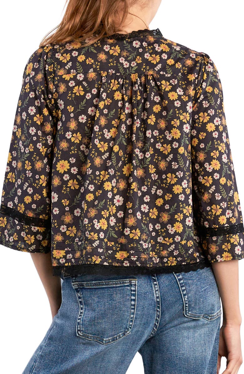 Billy T Fable Floral Lace Trim Cotton Blend Button-Up Shirt, Alternate, color, Night Floral