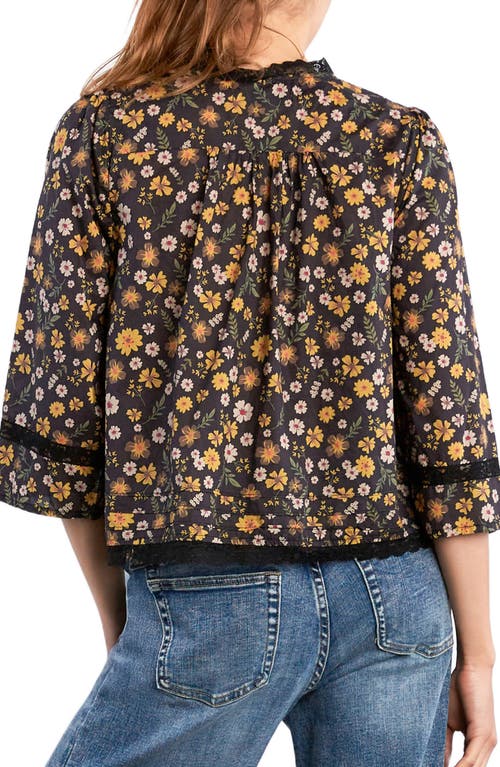 Billy T Fable Floral Lace Trim Cotton Blend Button-up Shirt In Multi