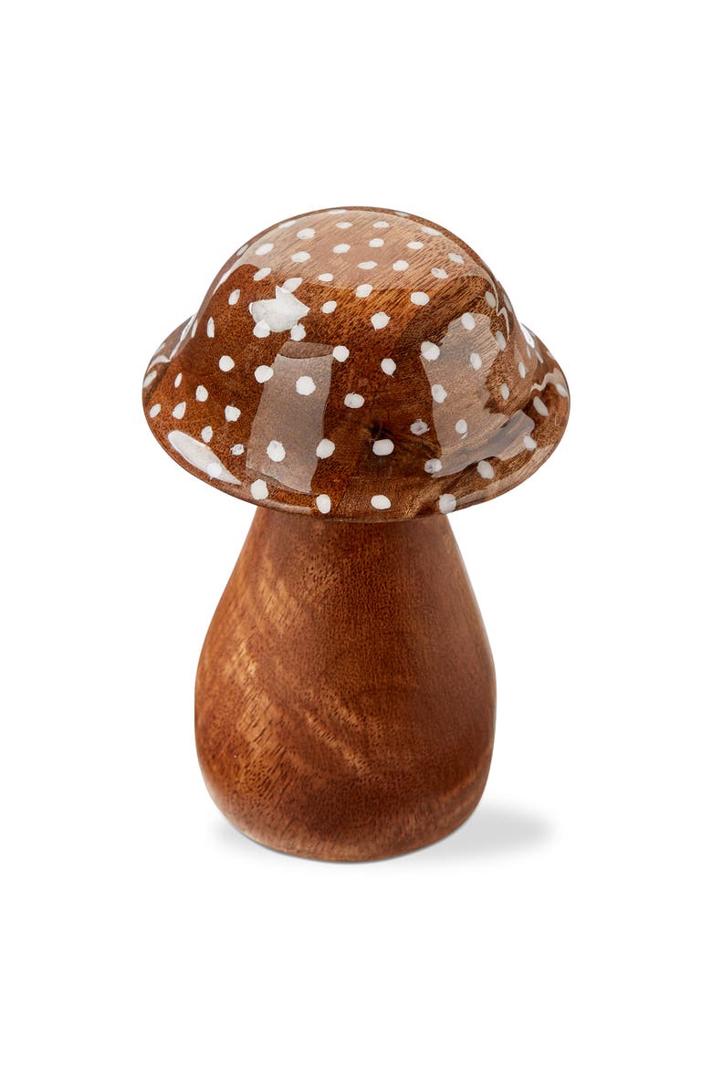 Dottie Mushroom Decorative Object Lg Natural Enamel Mango Wood Spring, Main, color, Brown