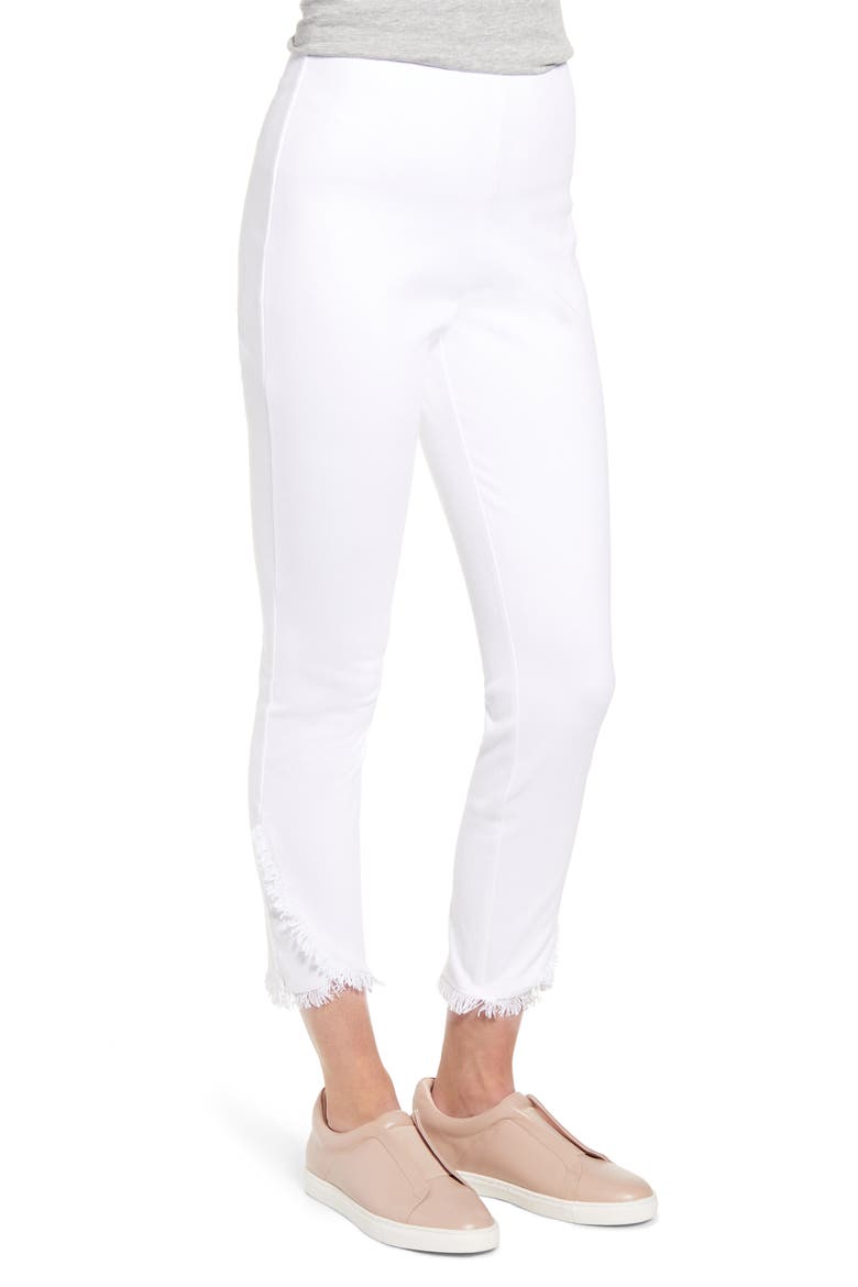 Lyssé Fringe Tulip Hem Denim Leggings, Alternate, color, WHITE