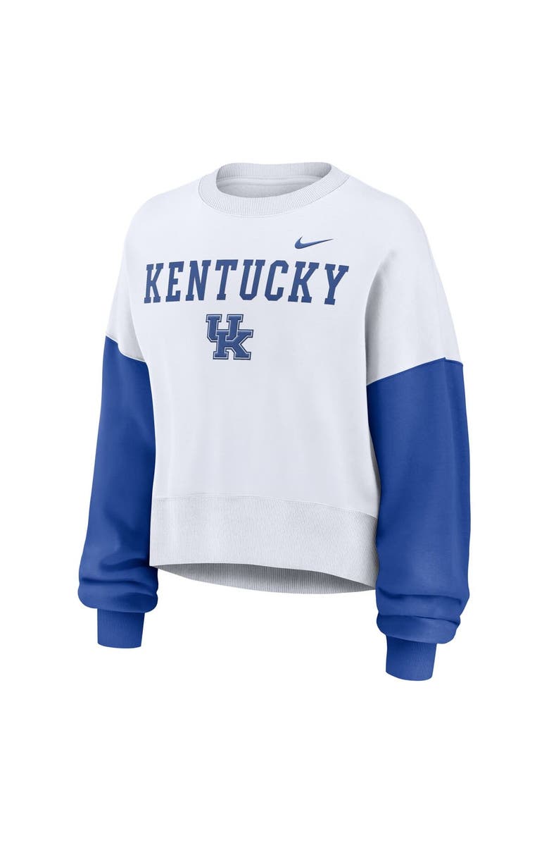 Nike Women's Nike White Kentucky Wildcats Color-Block Oversized Cropped Pullover Sweatshirt, Alternate, color, White