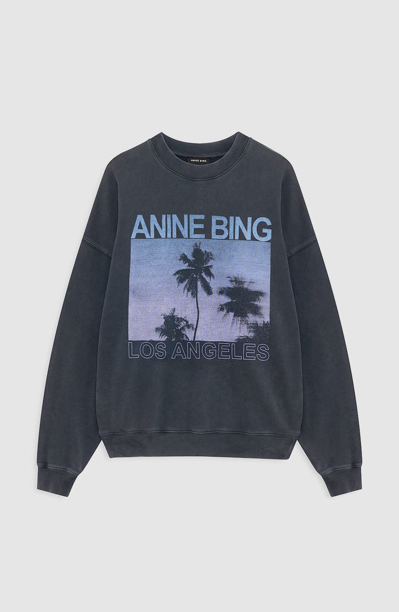 ANINE BING Miles Sweatshirt Palms, Alternate, color, Washed Grey