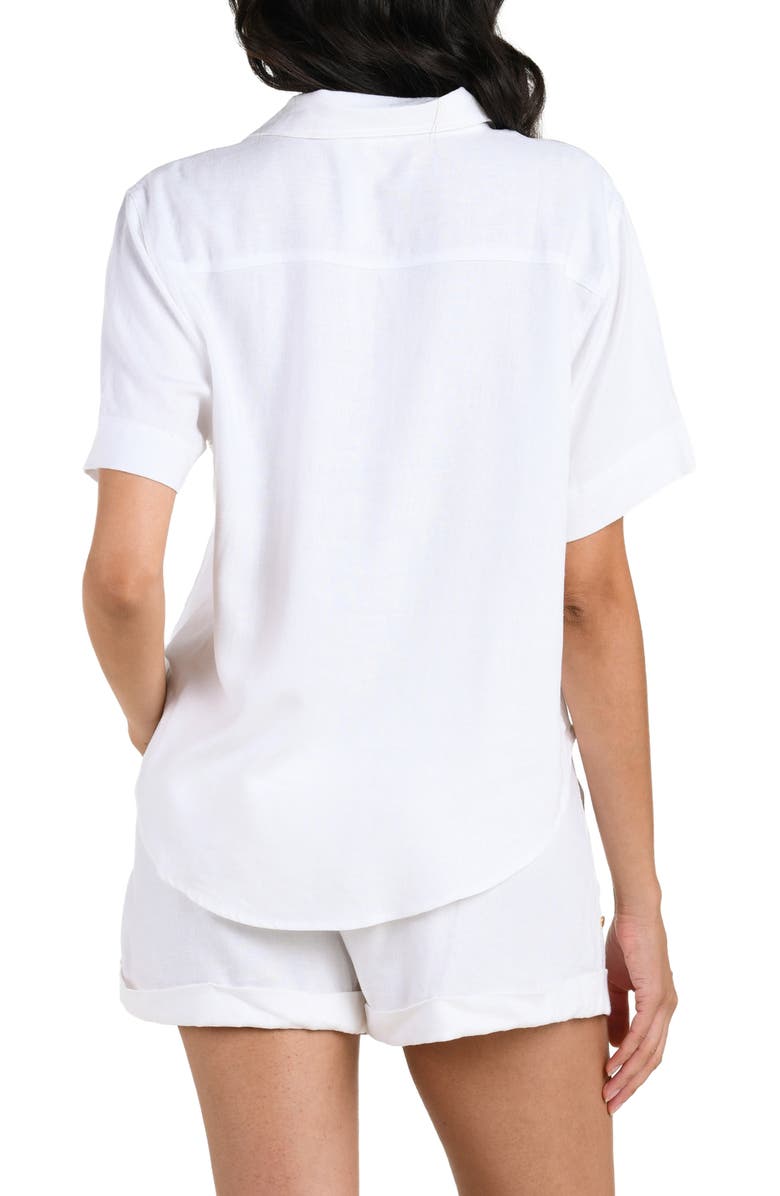 La Blanca Delphine Coast Knotted Cover-Up Shirt, Alternate, color, White