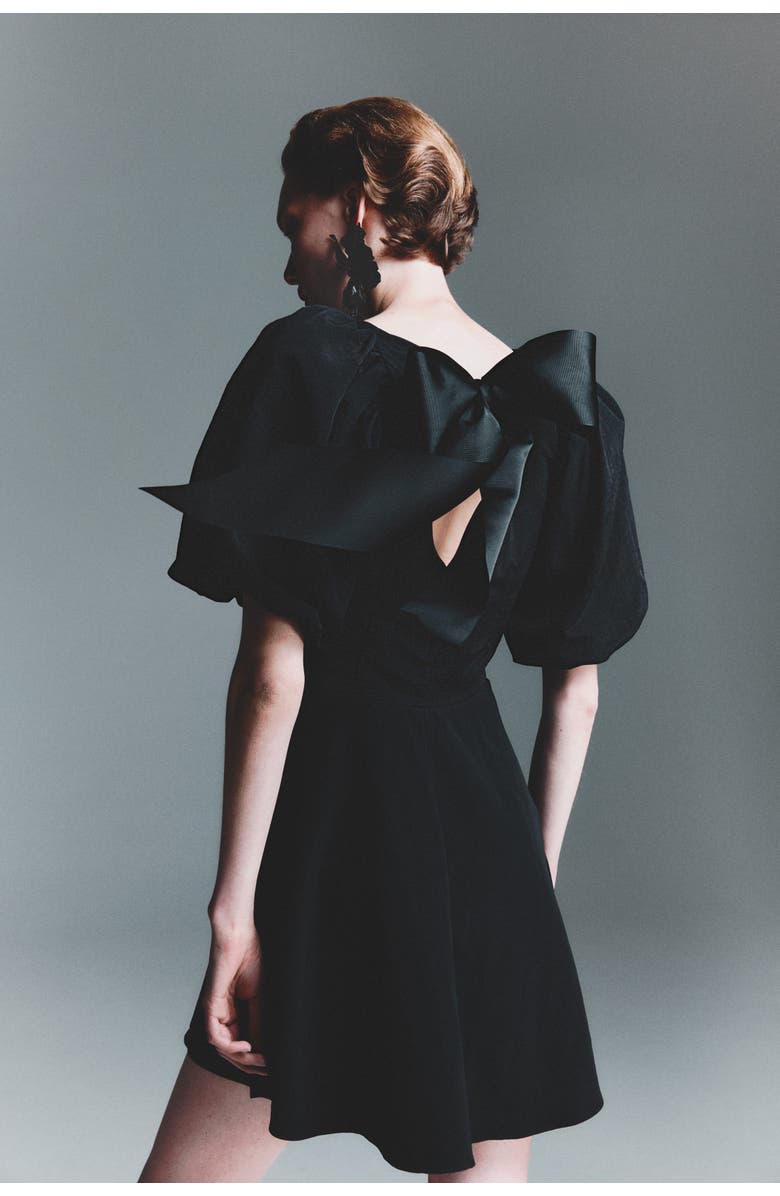 H&M Balloon-sleeved Dress, Alternate, color, Black