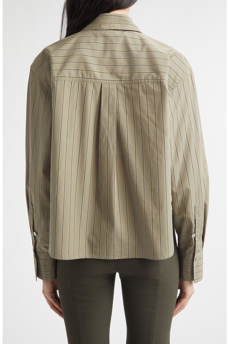 Stripe Crop Poplin Shirt, Alternate, color, ARTICHOKE/ DARK THYME