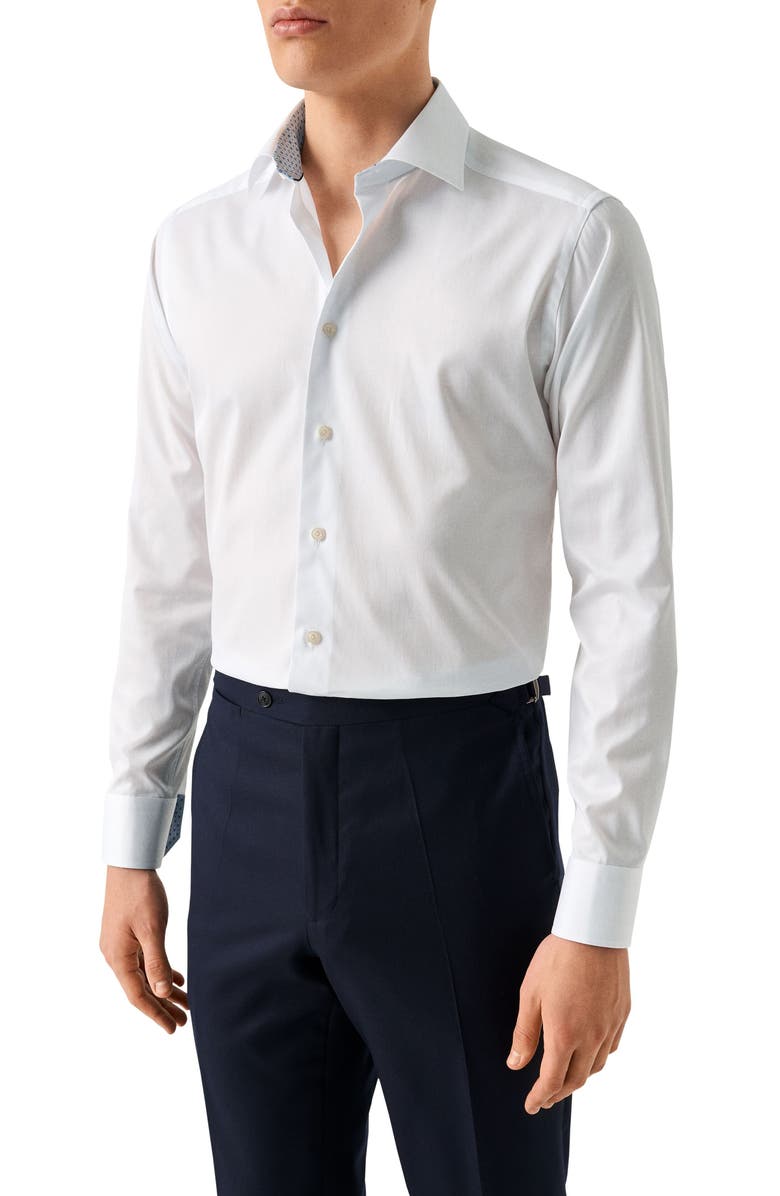 Eton Slim Fit Medallion Detail Dress Shirt, Main, color, 