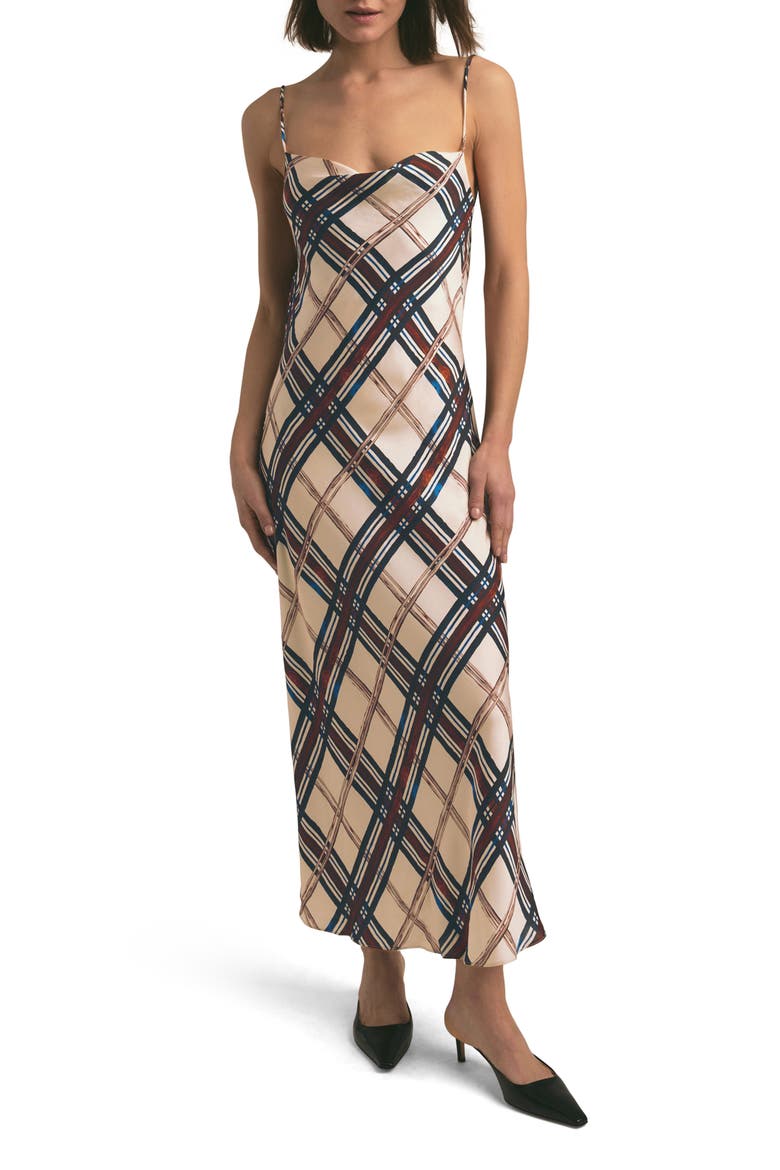 The Kaia Plaid Slipdress, Main, color, SANGRIA BLUSH PLAI