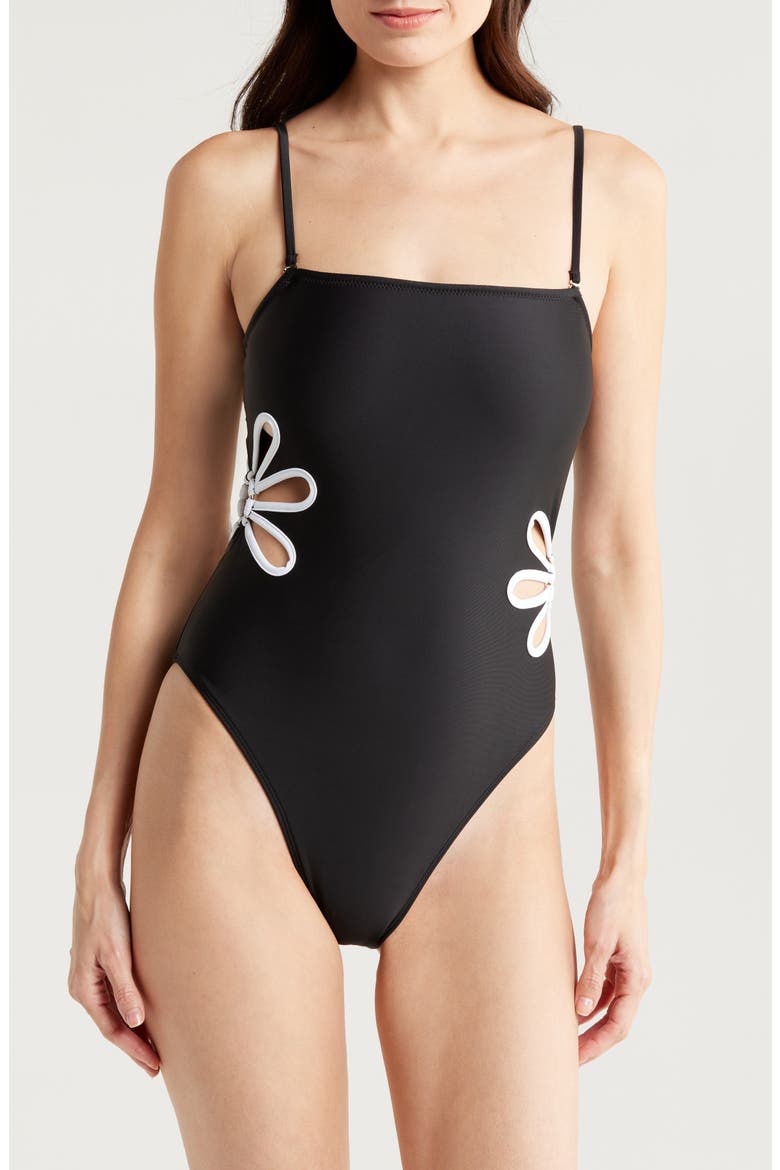 Luca Cutout One-Piece Swimsuit, Alternate, color, BLACK/ WHITE CUTOUT