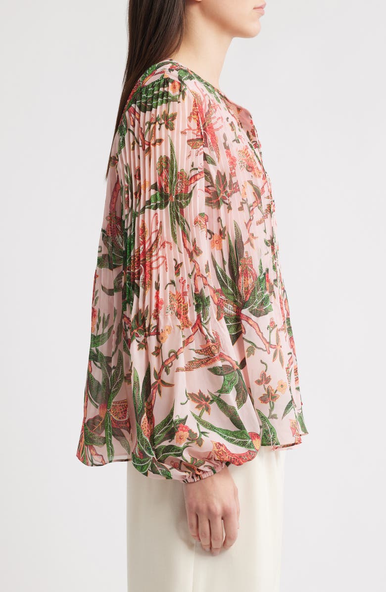 KOBI HALPERIN Helen Floral Pleated Top, Alternate, color, Peony Mult