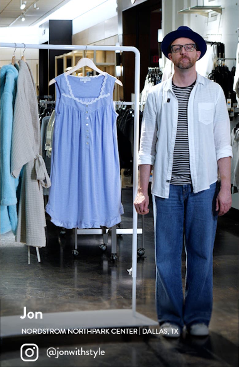 Stripe Short Sleeveless Knit Nightgown, sales video thumbnail