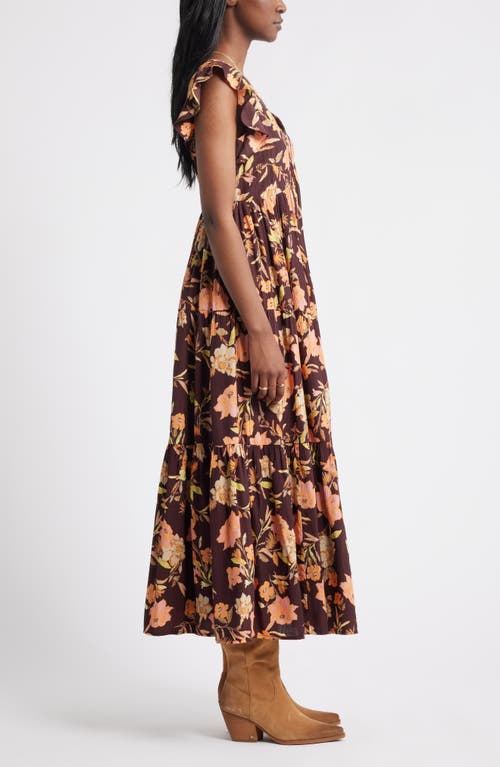 Treasure & Bond Crinkle Finish Flutter Sleeve Maxi Dress In Burgundy