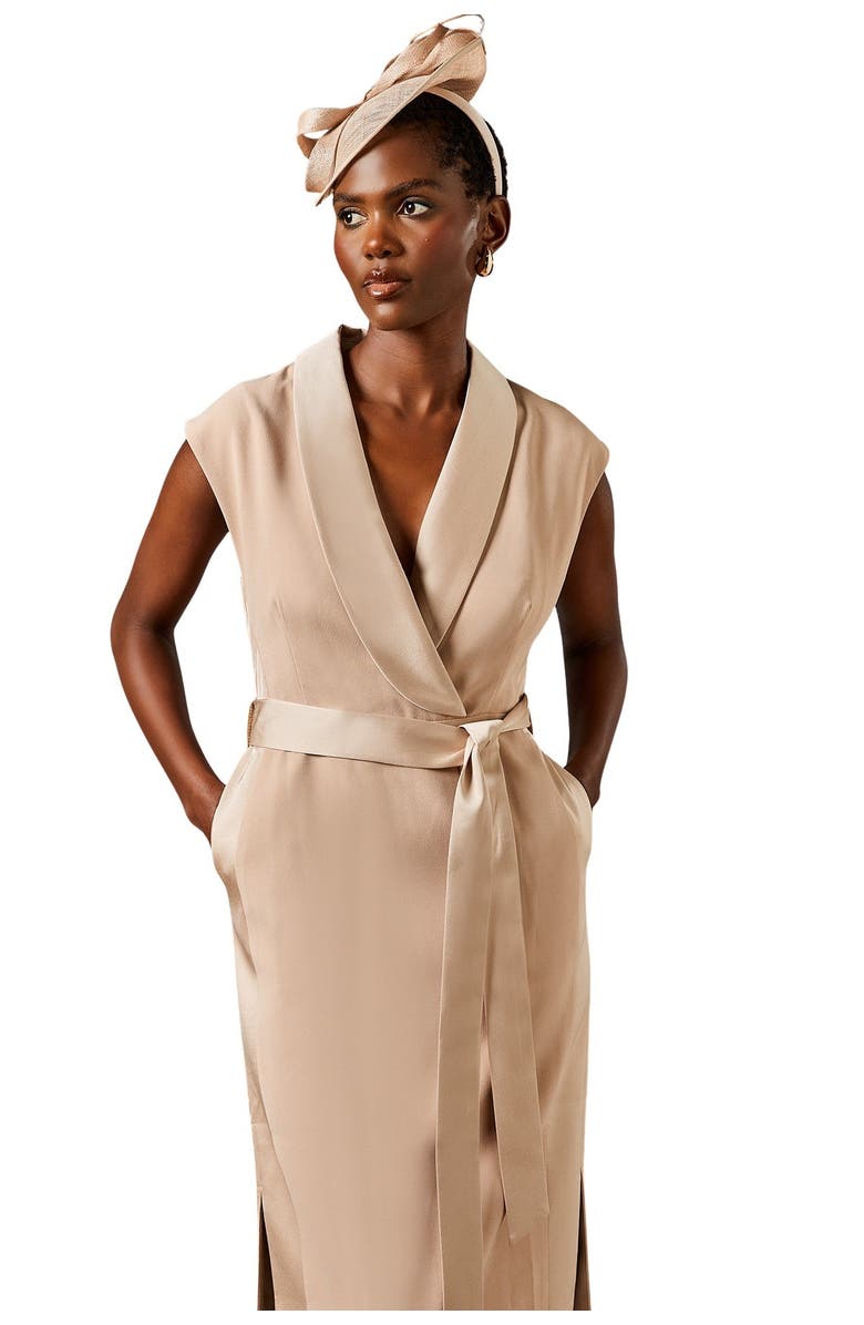 Coast Tux Satin Midi Dress, Alternate, color, Champagne