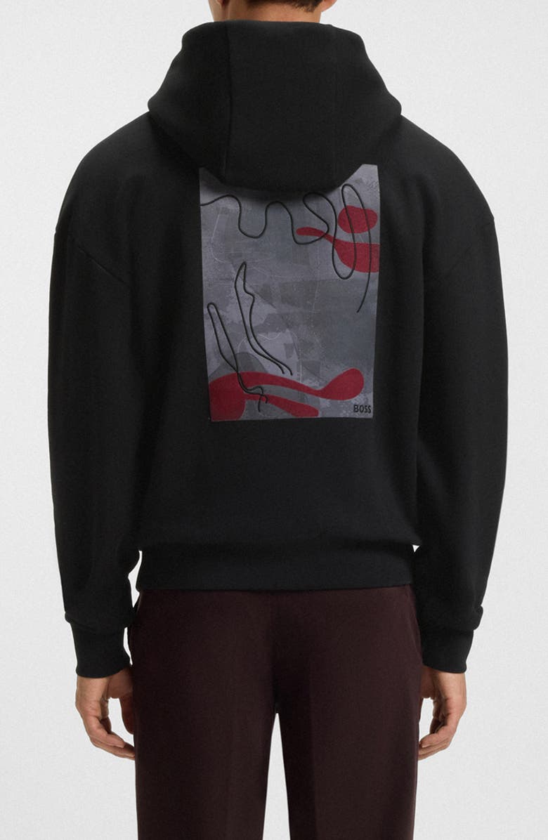 BOSS Stevens Cotton Fleece Pullover Hoodie, Alternate, color, Black