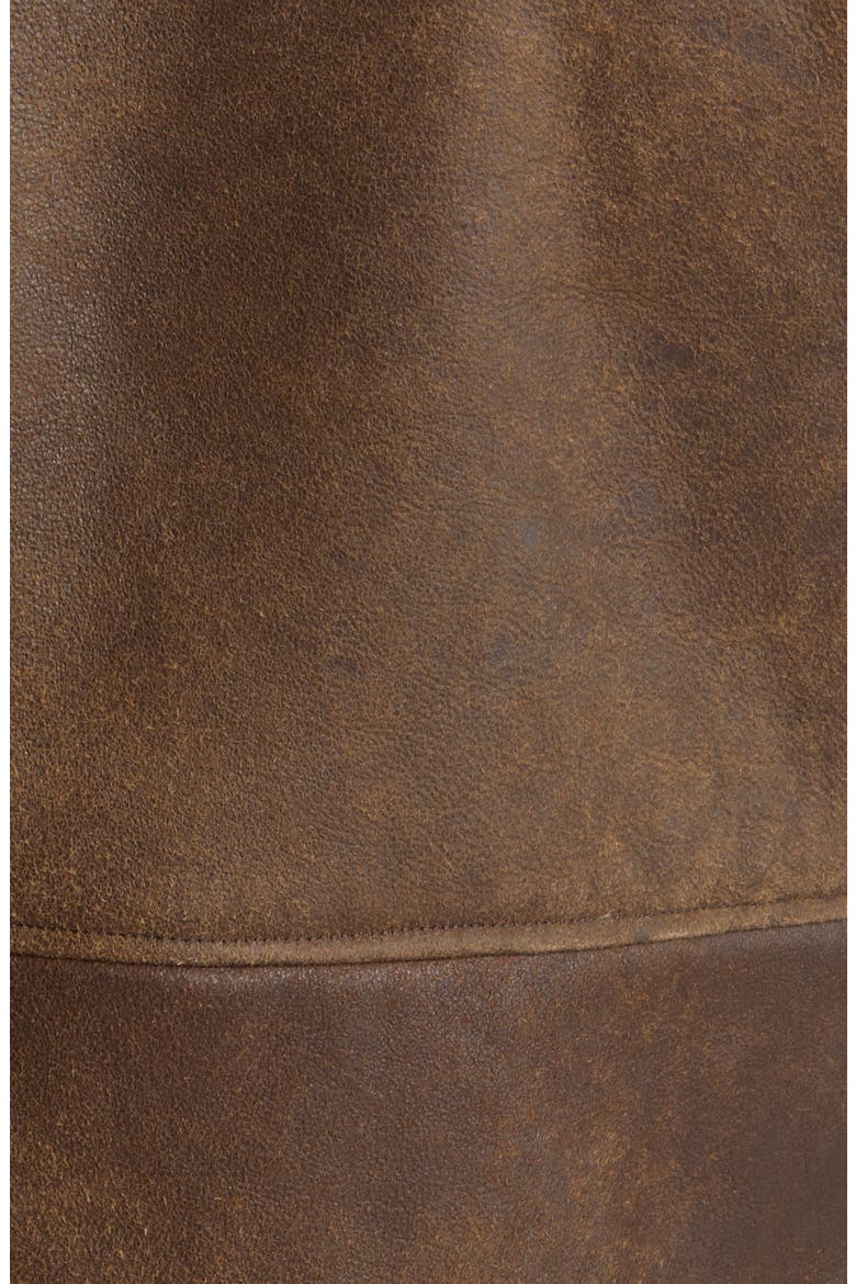 Leather Jacket with Genuine Shearling Trim, Alternate, color, DARK BROWN