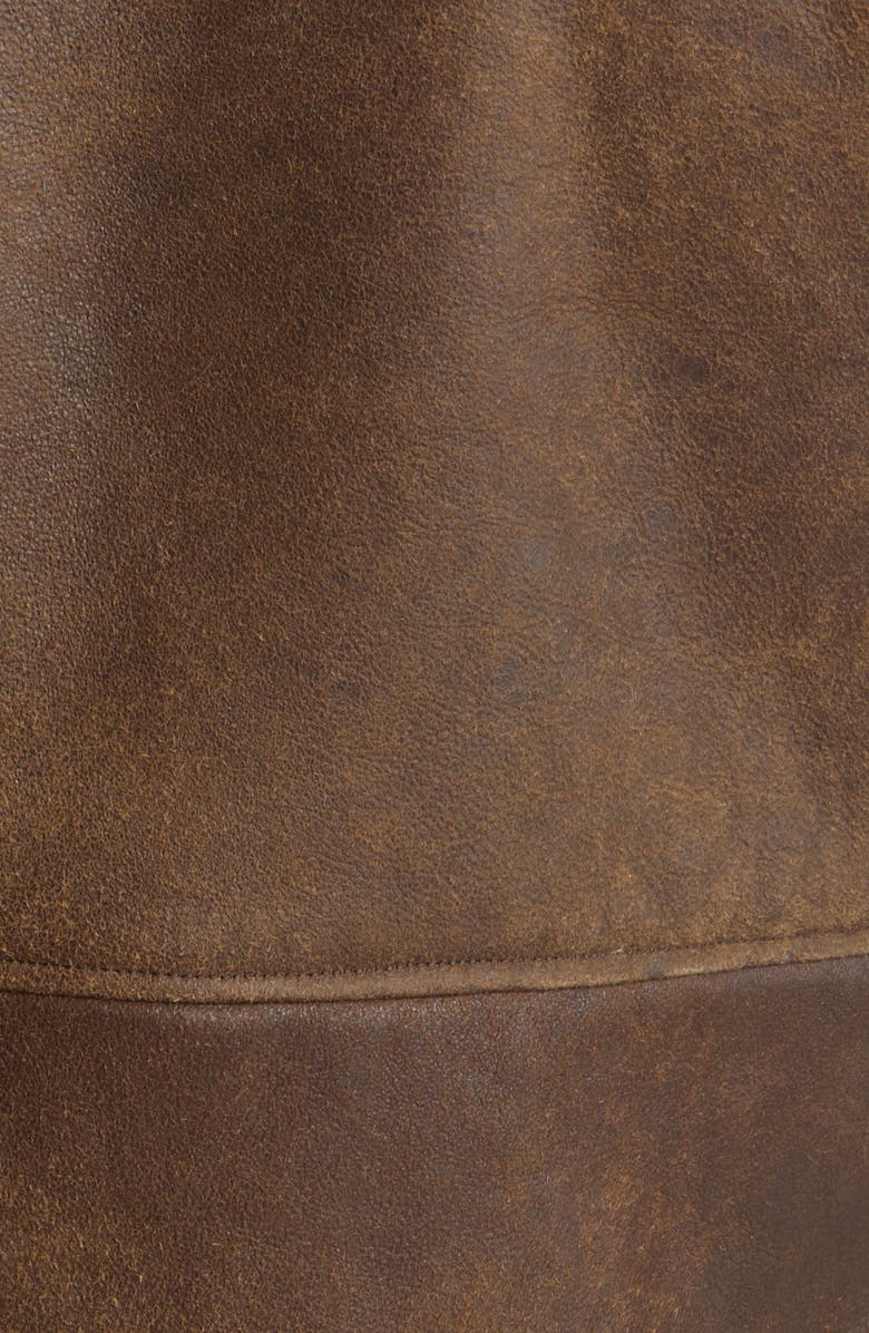 Frye Leather Jacket with Genuine Shearling Trim, Alternate, color, Dark Brown