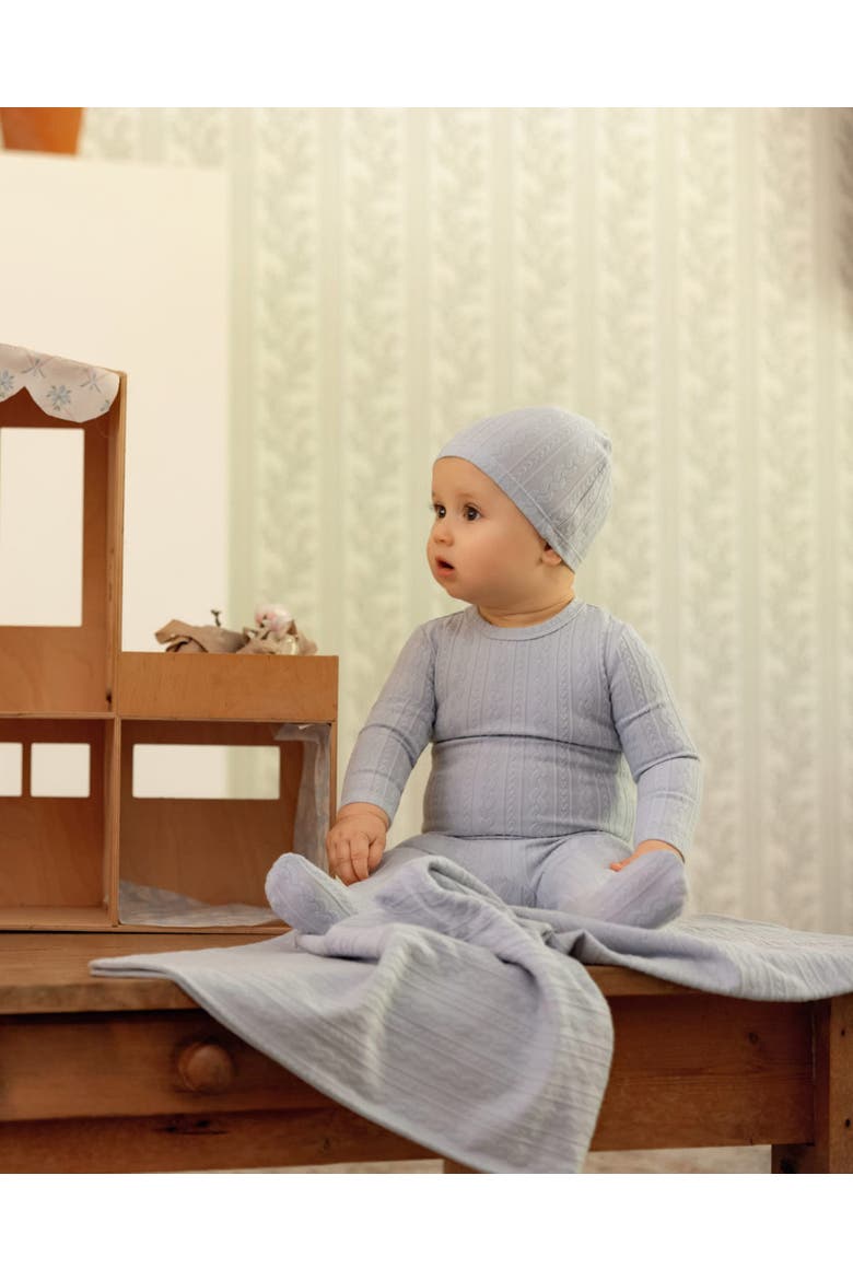 Baby and Toddler Cable Knit Footie, Alternate, color, Cloud Blue