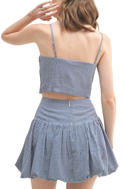 Lush Gingham Bustier Top In Navy