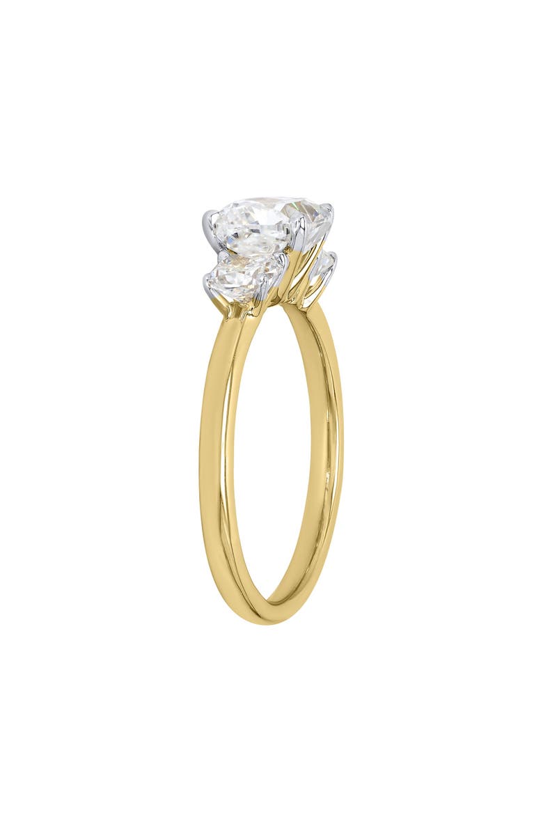 Kahini 14K Gold Cushion Lab Grown Diamond Three Stone Engagement Ring - 2.15 Cts, Alternate, color, 14K Yellow Gold