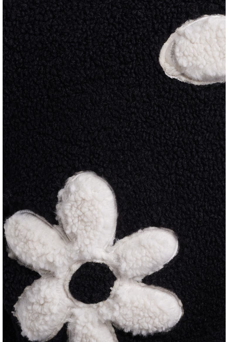 High Pile Fleece Floral Jacket, Alternate, color, BLACK