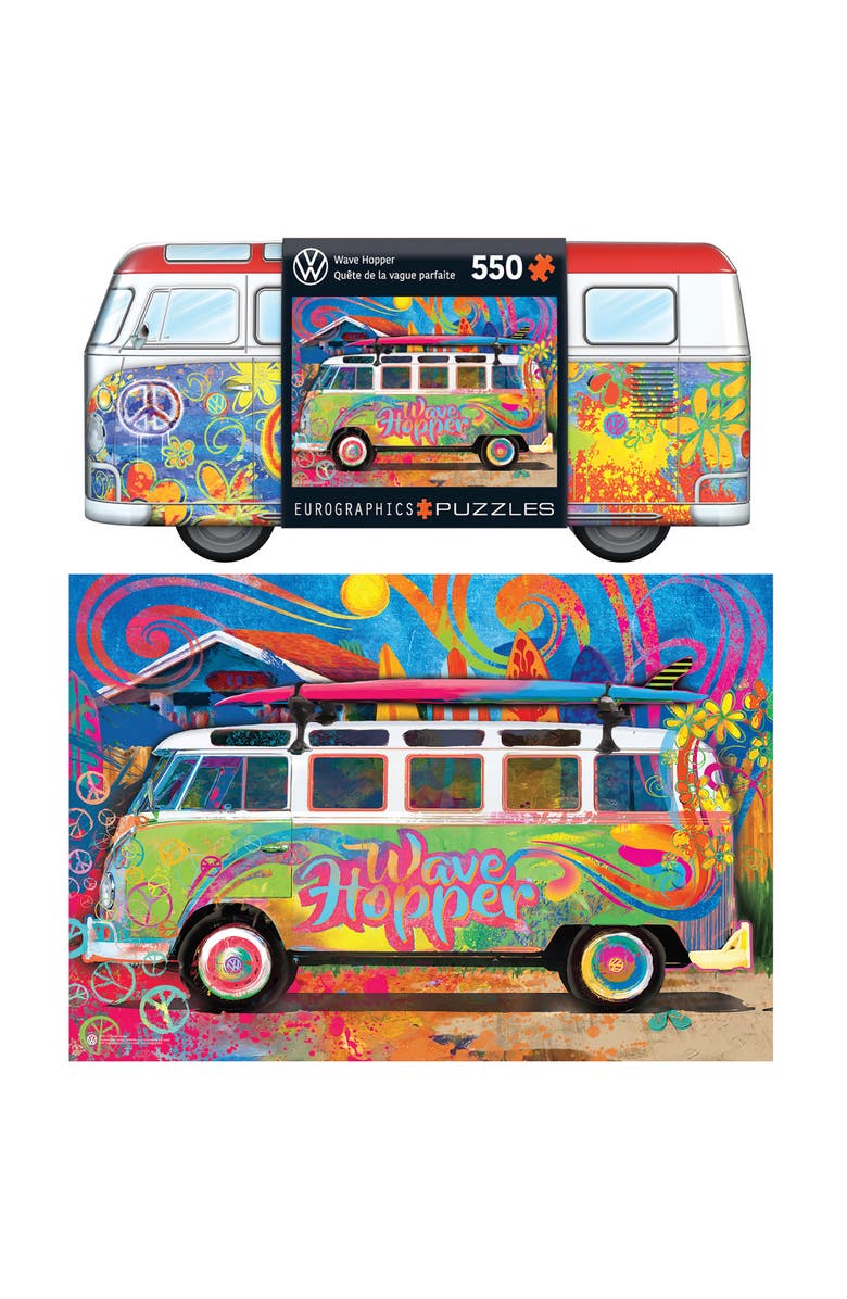 Eurographics VW Wave Hopper Bus Shaped Tin Puzzle, 550pcs, Alternate, color, Multicolored