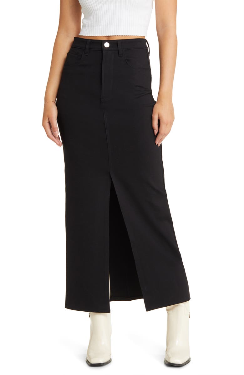 BLANKNYC Slit Front Ponte Maxi Skirt, Main, color,