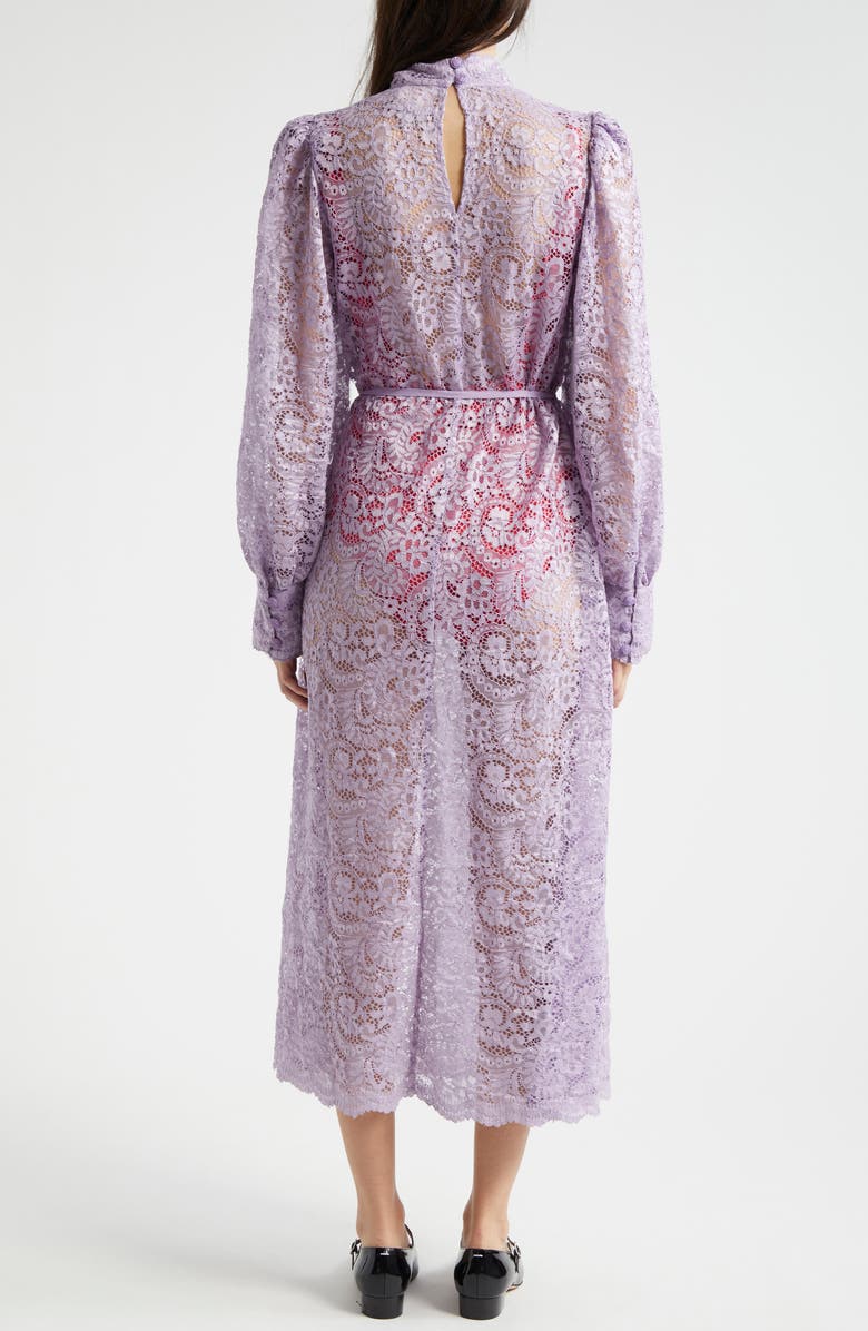 FARM Rio Lace Tie Belt Long Sleeve Dress, Alternate, color, Lilac