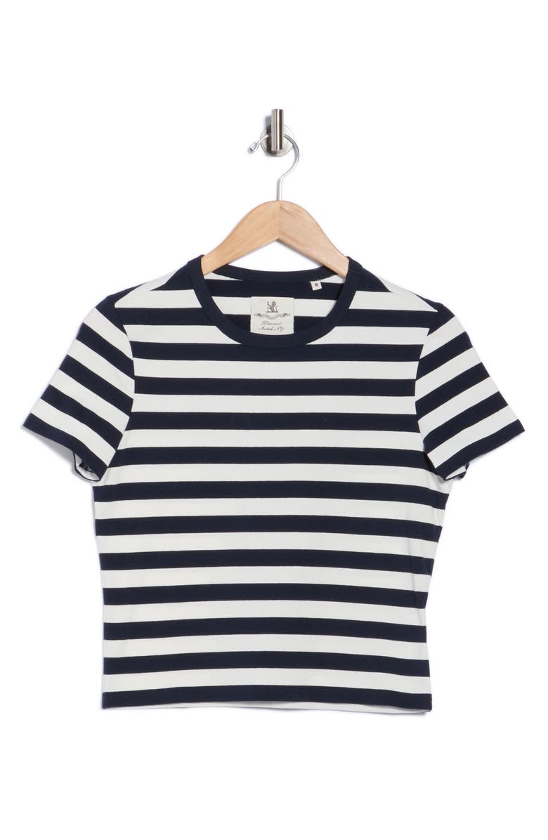 DENIMIST Striped Baby T-Shirt, Alternate, color, Ecru/ Navy Wide Stripe