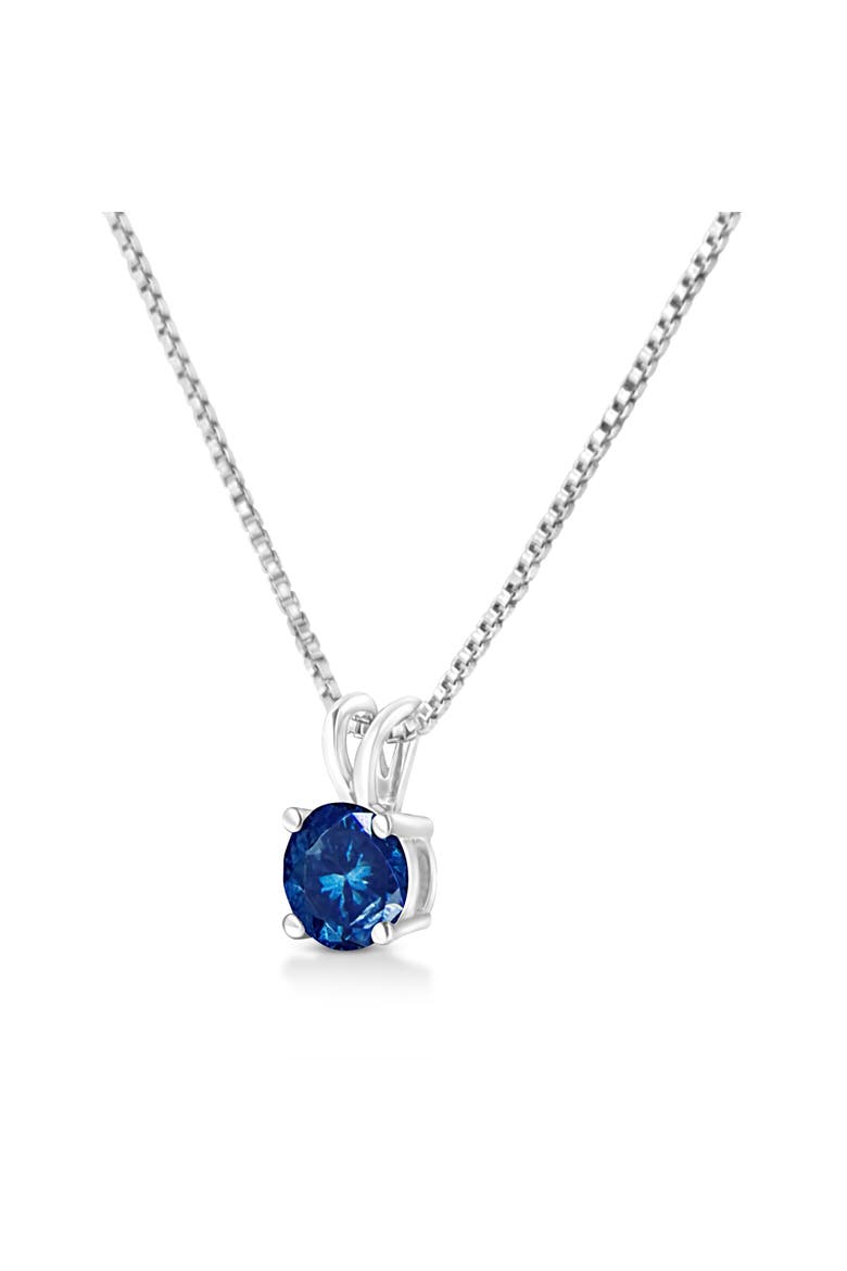 14K White Gold 1/2 Cttw Colored Lab Grown Diamond Solitaire Pendant Necklace, Alternate, color, Blue Diamond