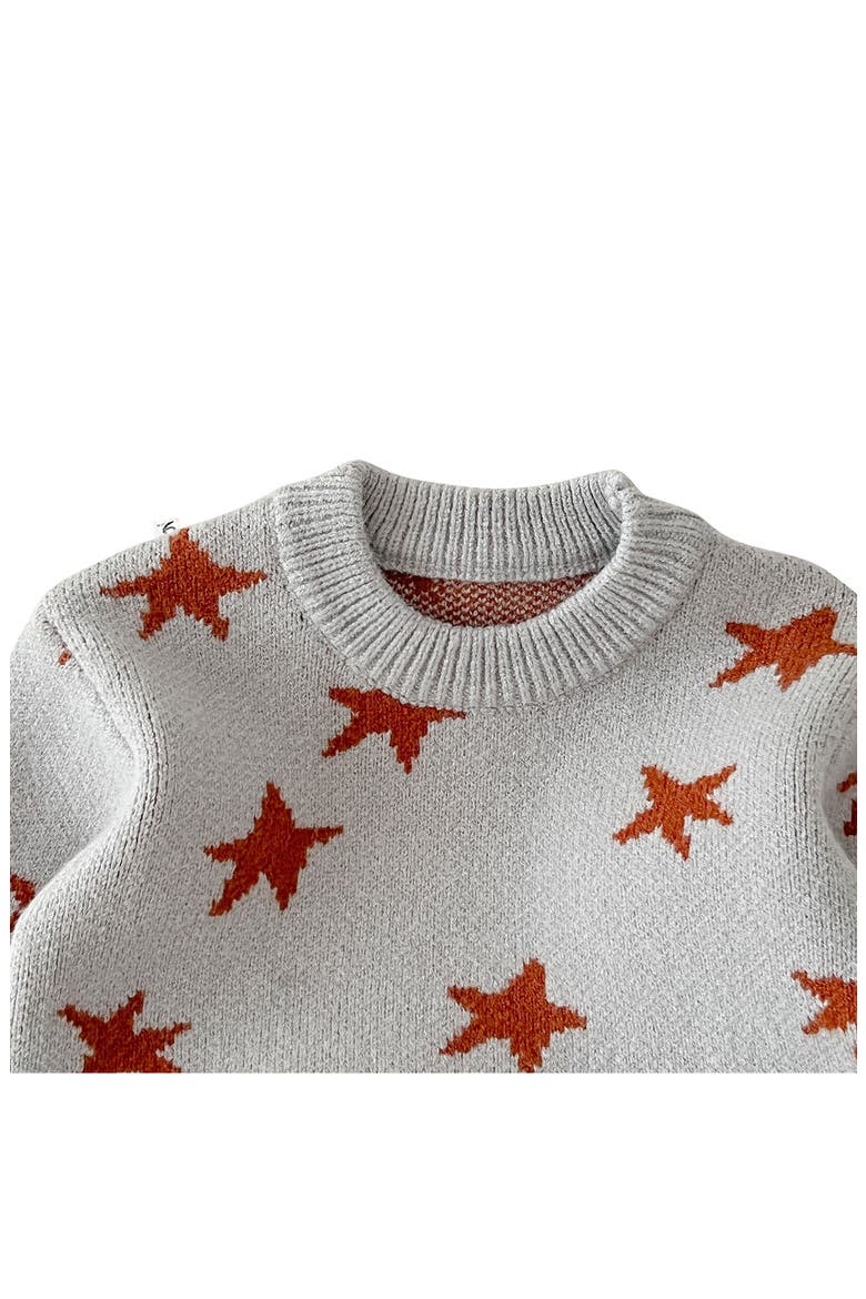 Zuri Star Pattern Crewneck Sweater & Pants Set, Alternate, color, GRAY