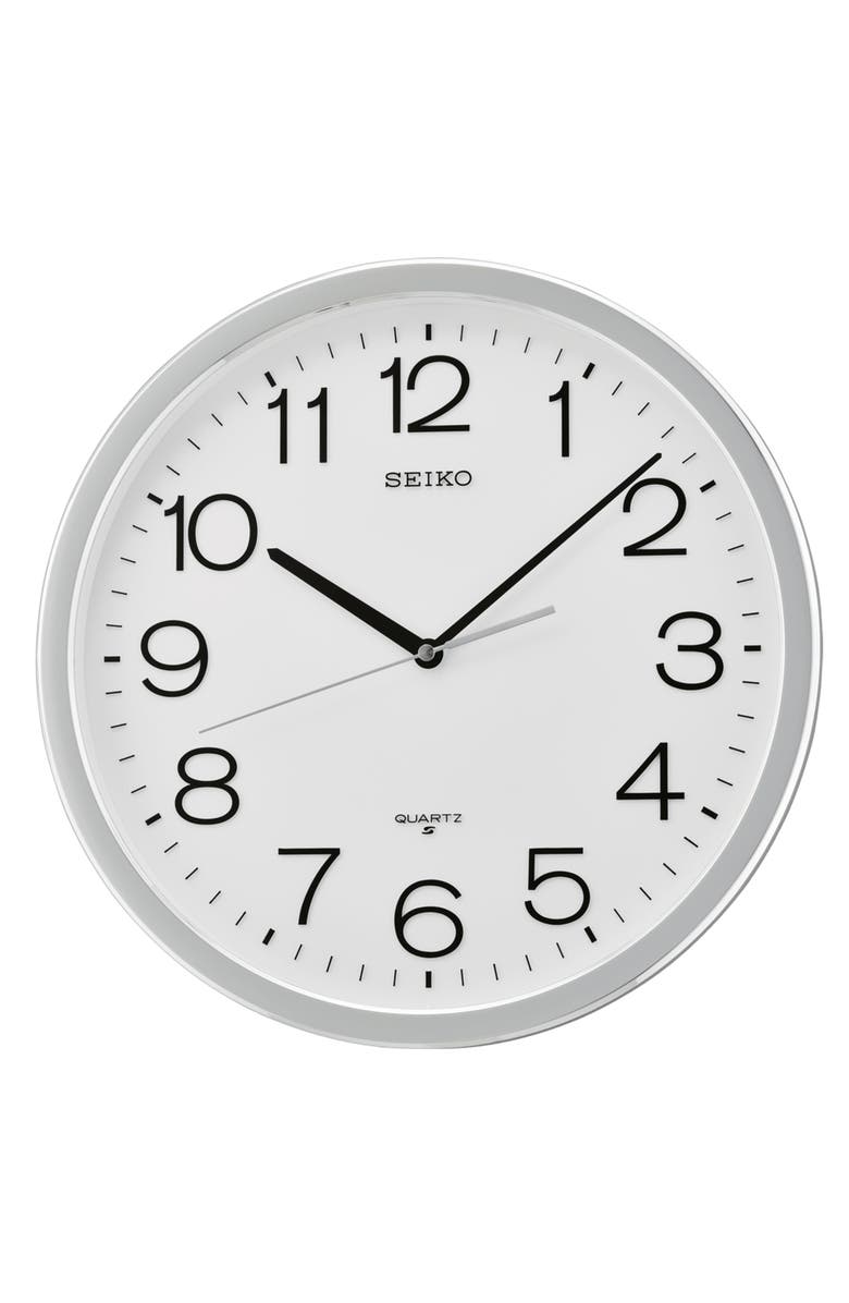 Seiko 14in. Office Classic Numbered Wall Clock, Main, color, Silver