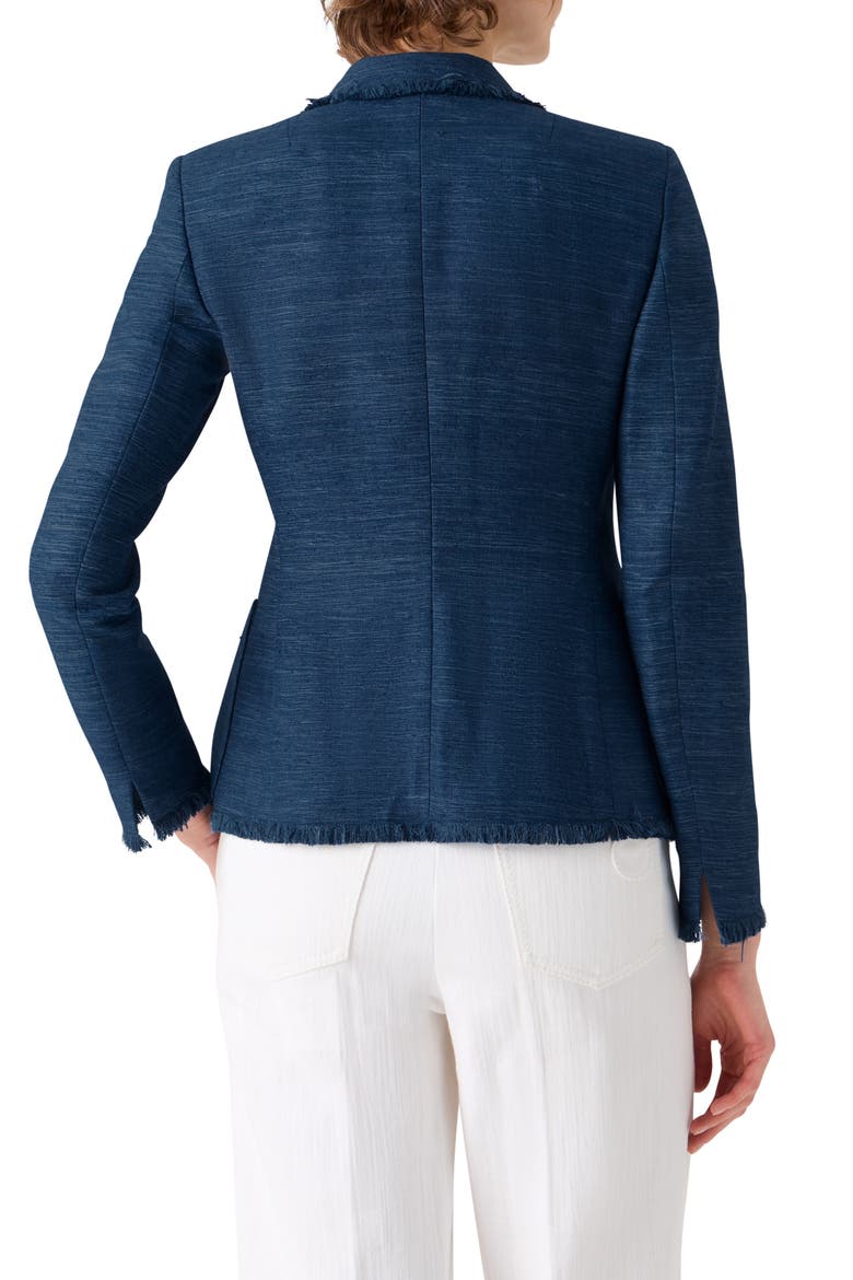 Fringe Silk & Cotton Shantung Jacket, Alternate, color, DARK BLUE