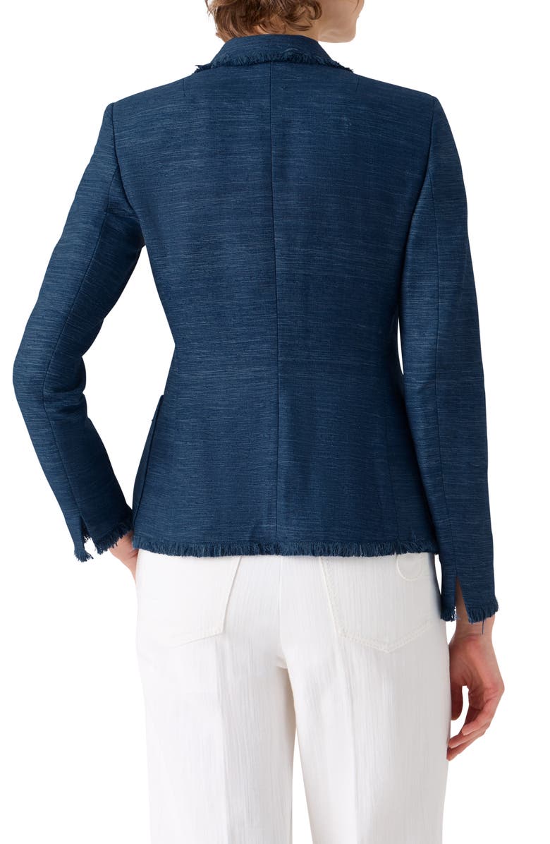 Akris punto Fringe Silk & Cotton Shantung Jacket, Alternate, color, Dark Blue