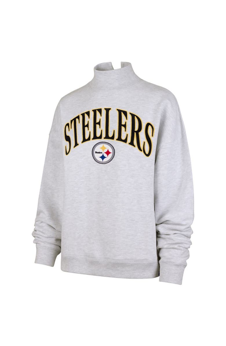 '47 Women's '47 Heather Gray Pittsburgh Steelers Vantage Mock Neck Pullover Sweatshirt, Alternate, color,