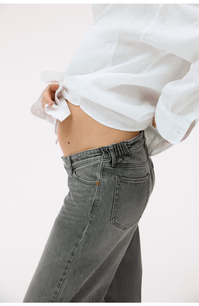 H&M Mama Wide Low Jeans, Alternate, color, Denim Gray