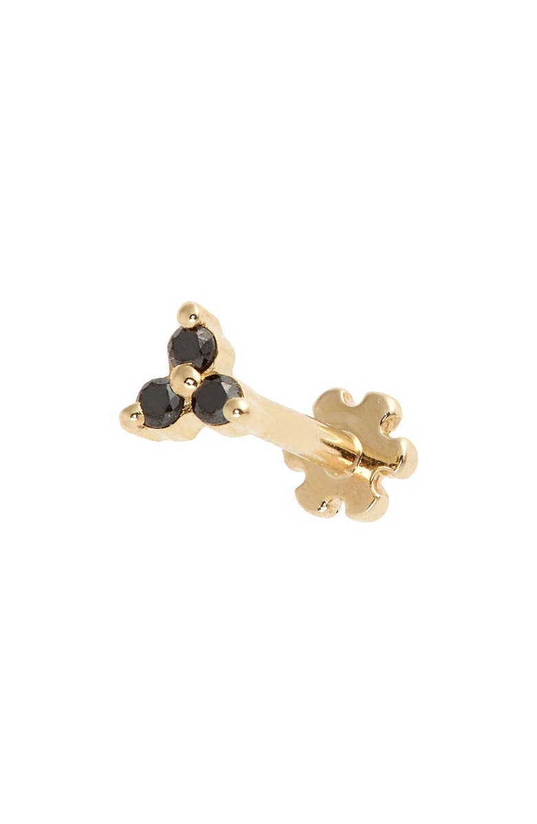 MARIA TASH Trinity Black Diamond Threaded Stud Earring, Alternate, color,
