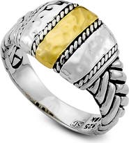 SAMUEL B. Sterling Silver & 18K Gold Hammered Ring