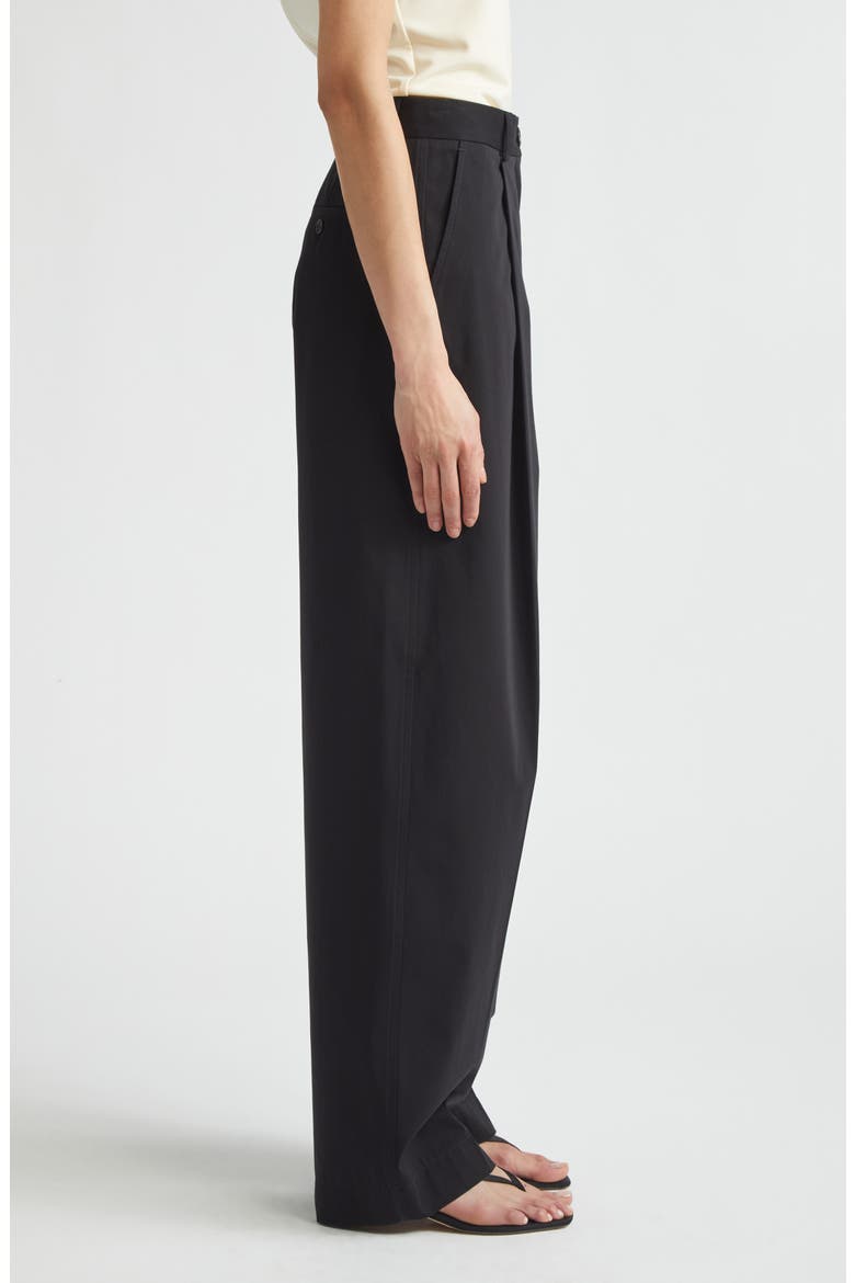Single Pleat Organic Cotton Trousers, Alternate, color, BLACK