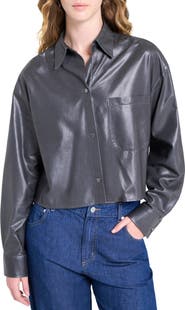 TWP Little Big Joe Leather Snap-Up Shirt