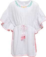 Snapper Rock Kids' Spring Fling Embroidered Cotton Cover-Up Dress