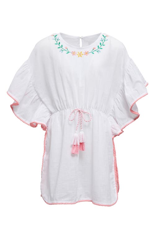 Snapper Rock Kids' Spring Fling Embroidered Cotton Cover-up Dress In White